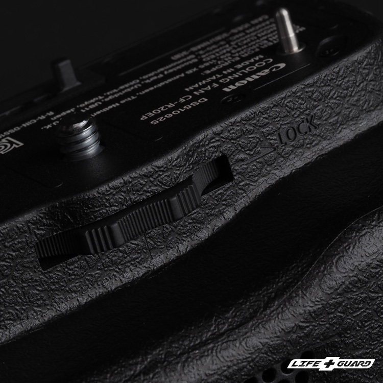 LIFE+GUARD 專用散熱風扇貼膜特寫，LIFE+GUARD 專機專屬設計開版