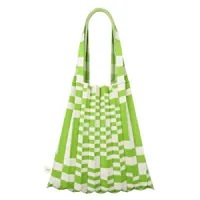 [S] PLEATS MAMA PLEATED SHOULDER BAG STRIPE,GREEN, PM11ZW-SB10-GR1-F [FINAL SALE] (SPL109)