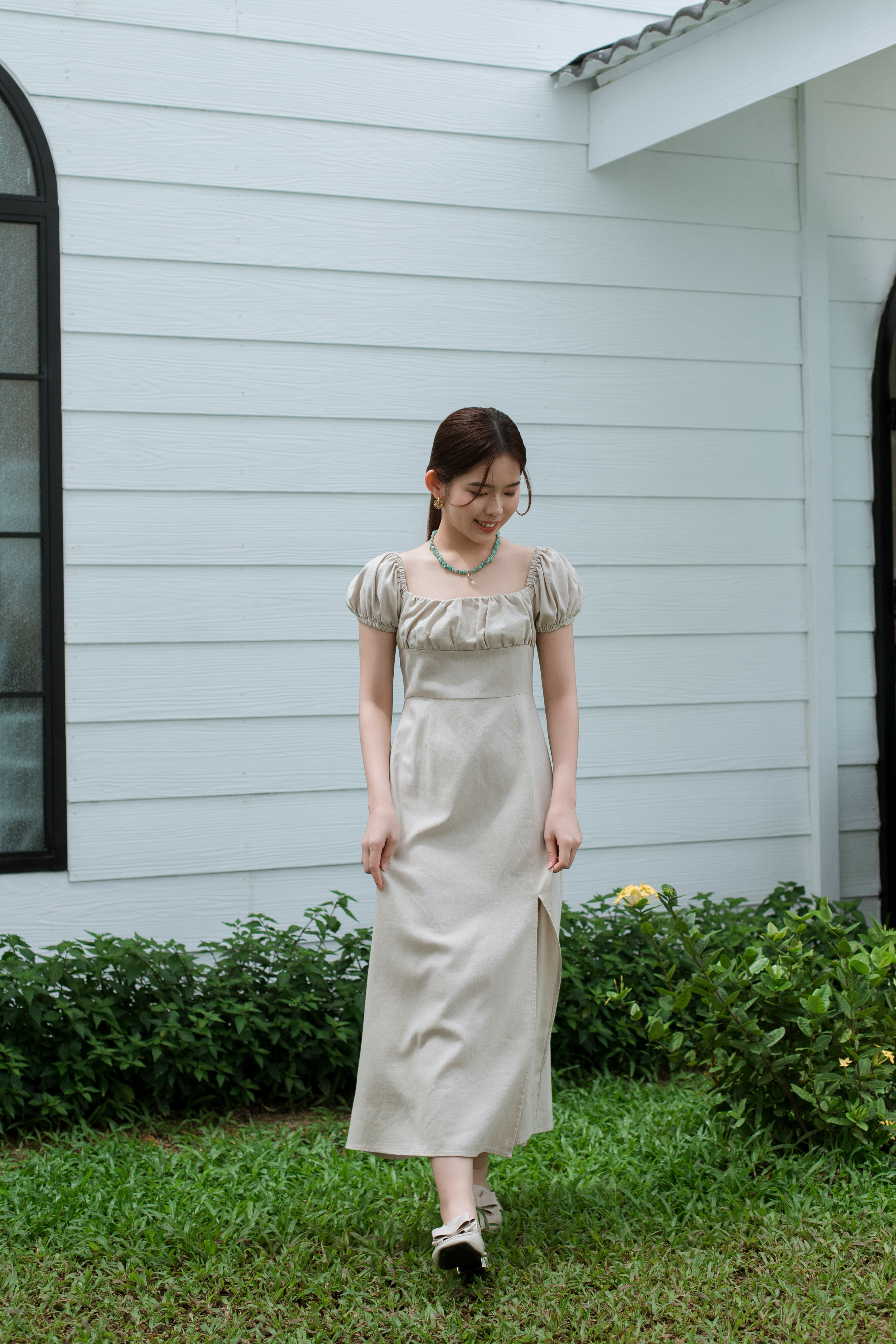 Nan Xi  Blossom Maxi Dress Beige-2119BEI