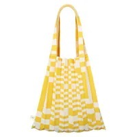 [S] PLEATS MAMA PLEATED SHOULDER BAG STRIPE,YELLOW, PM11ZW-SB10-YL1-F [FINAL SALE] (SPL110)