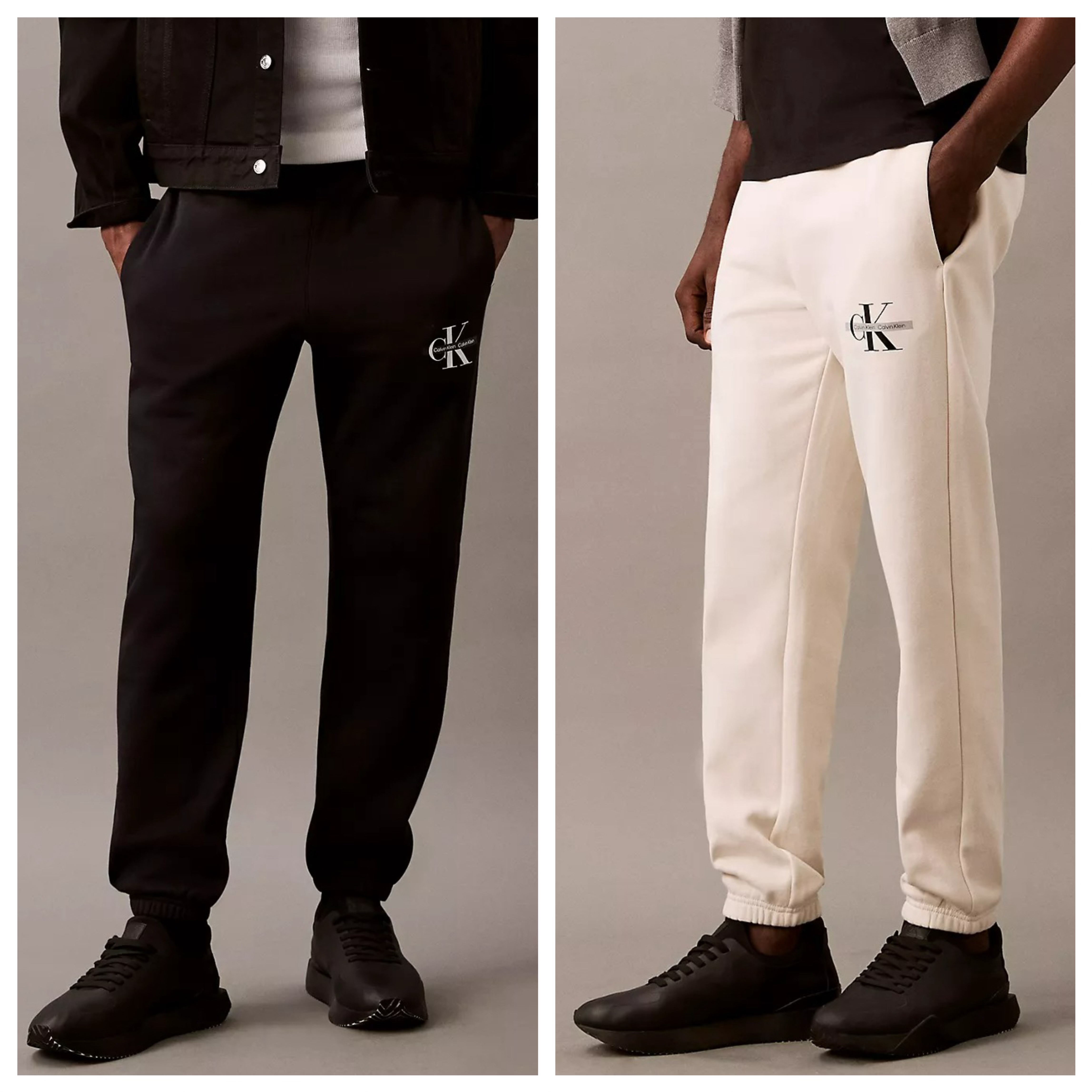 Calvin Klein CK 橫條串標字母 內刷毛 縮口褲 長褲 棉褲