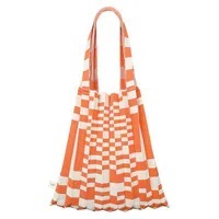 [S] PLEATS MAMA PLEATED SHOULDER BAG STRIPE,ORANGE, PM11ZW-SB10-OR1-F [FINAL SALE] (SPL112)