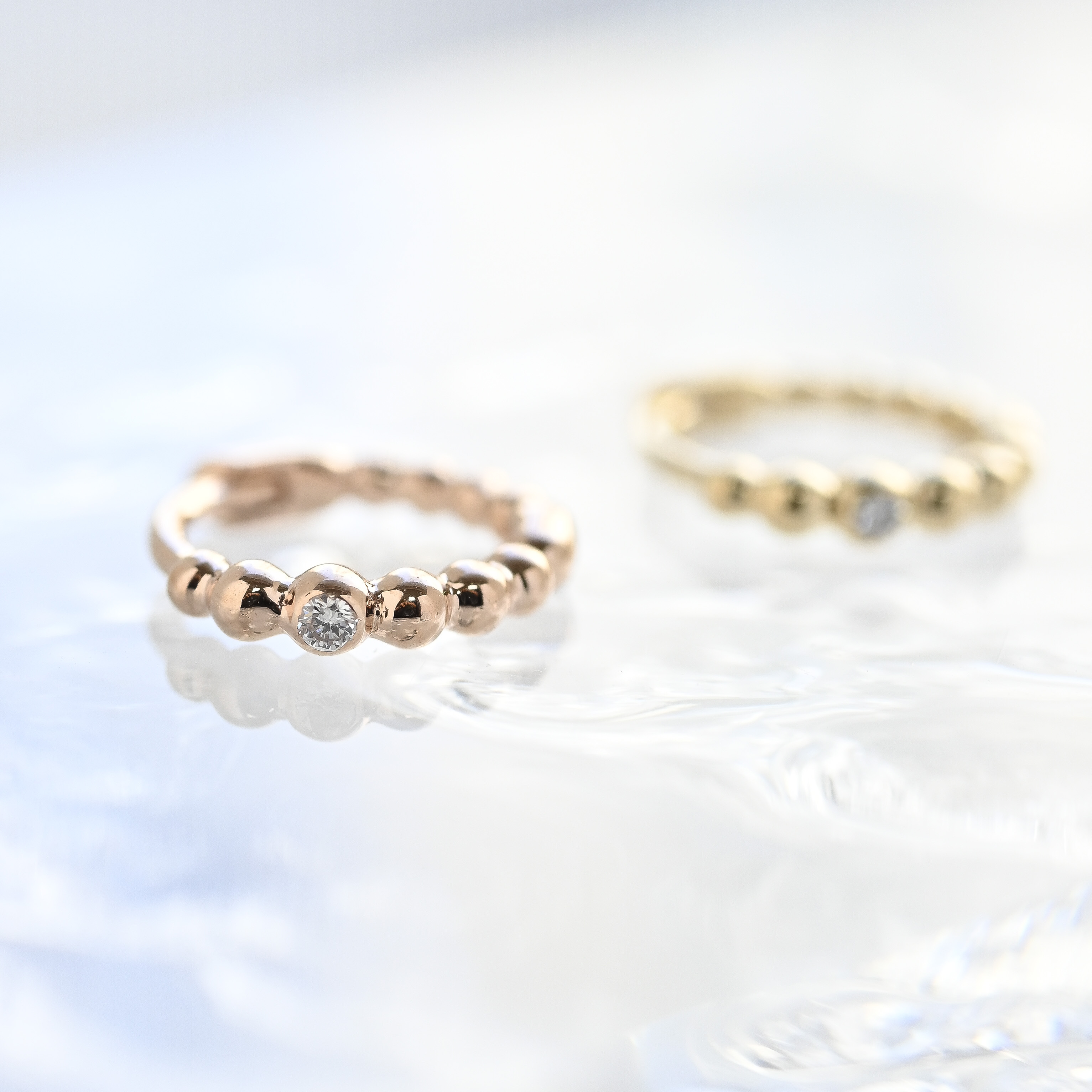 18K Ball Ball Dot  Diamond Earring