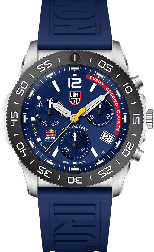 萬年鐘錶 - LUMINOX 雷明時  3143.ARB 紅牛車隊限量版 Red Bull Ampol 賽車三眼計時男錶  LM-3143ARB 錶徑44MM