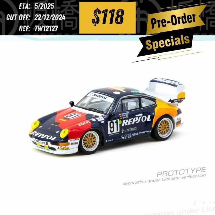 PO-$118 * TARMAC * 1:64 Porsche 911 GT2 24h LE MANS 1995 #91 [OD12/12]