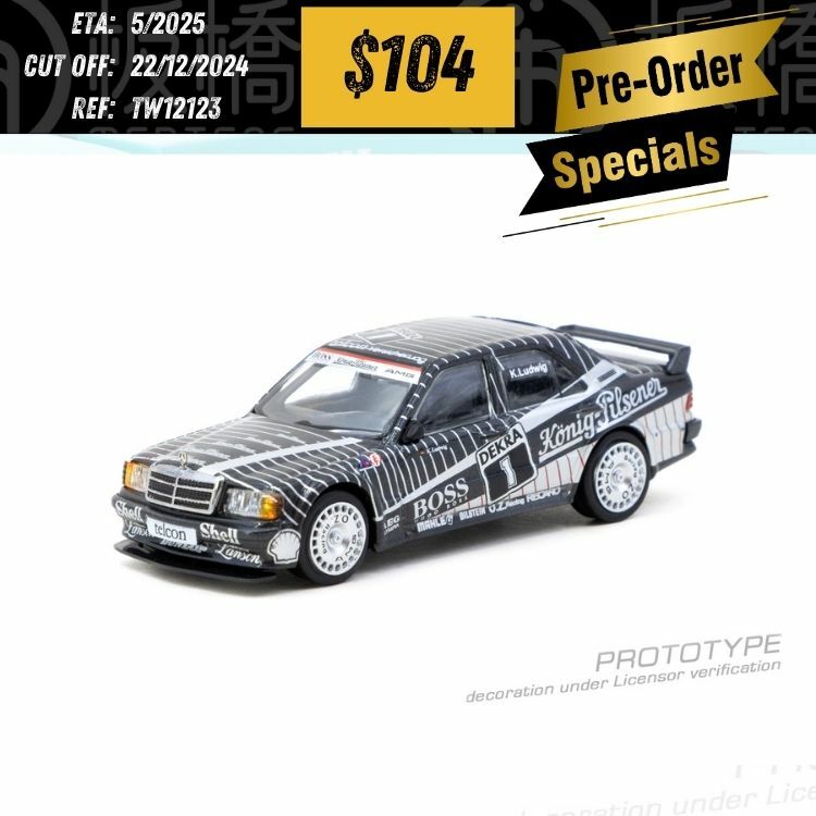 PO-$104 * TARMAC * 1:64 Mercedes-Benz 190 E 2.5-16 EVO 1 DTM 1989 Klaus Ludwig [OD12/12]