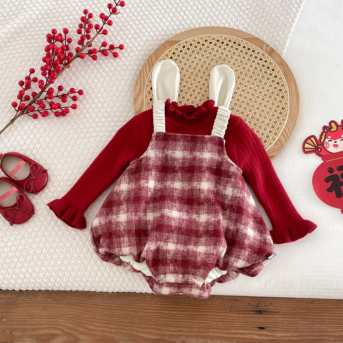 [陸製]可愛兔子吊帶包屁褲