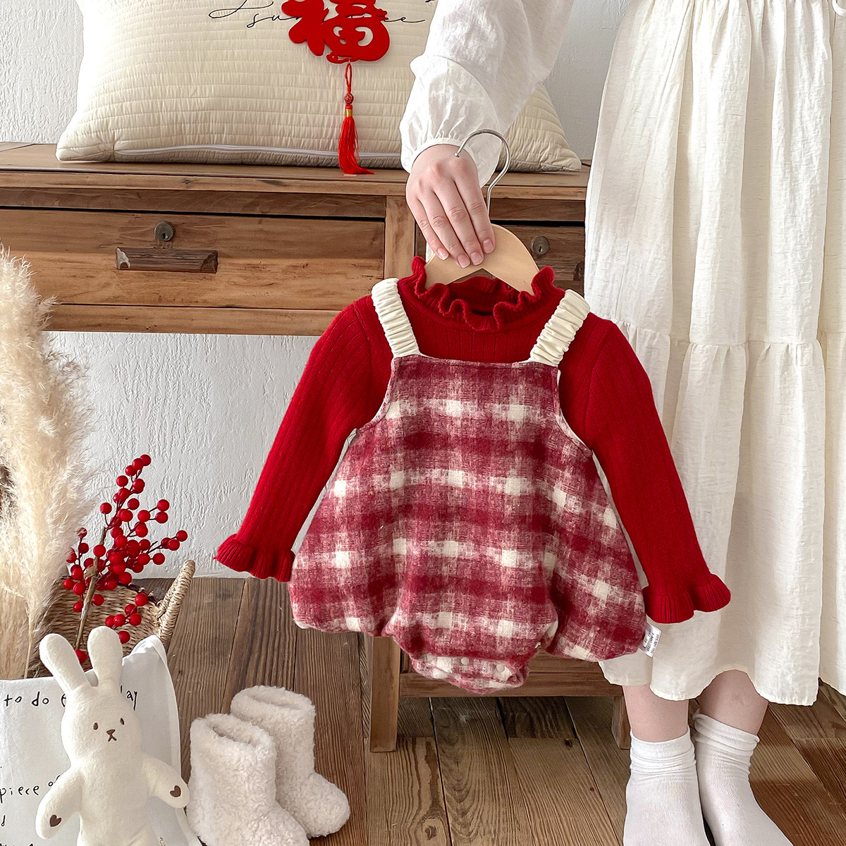 [陸製]可愛兔子吊帶包屁褲