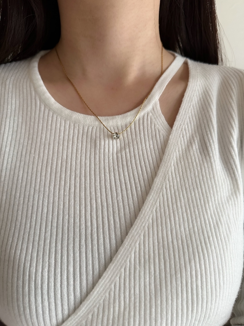 SS zircon stone necklace