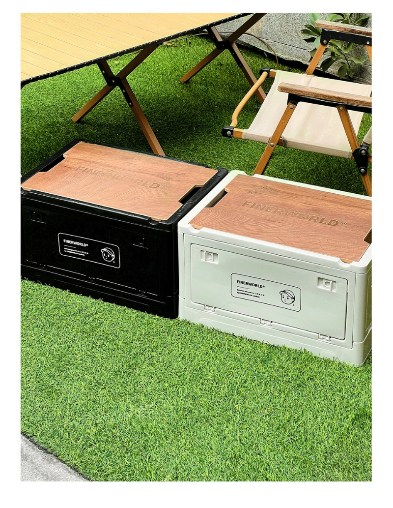 Finerworld 戶外露營木質蓋儲物箱