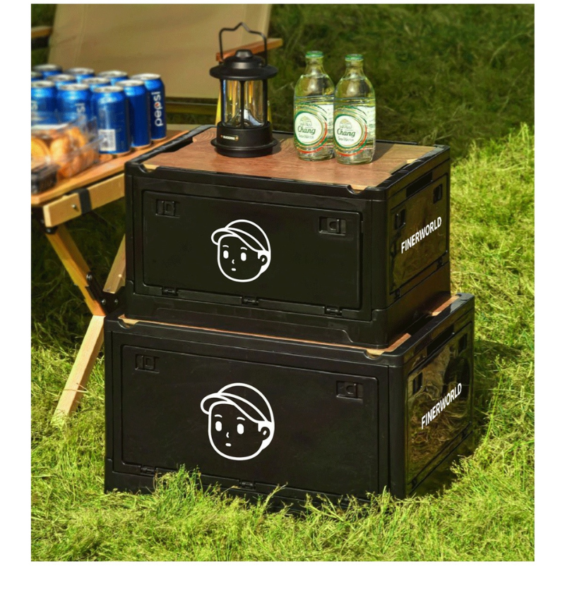 Finerworld 戶外露營木質蓋儲物箱