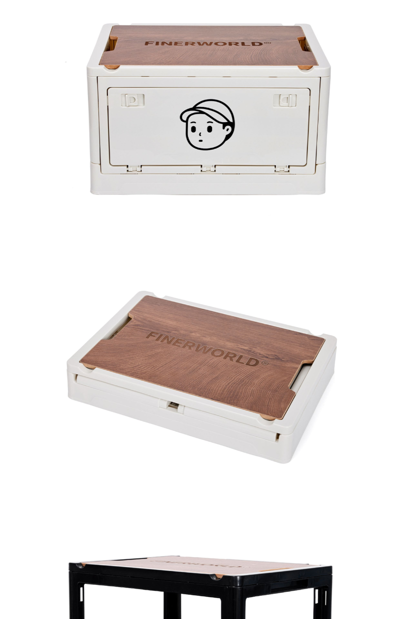 Finerworld 戶外露營木質蓋儲物箱