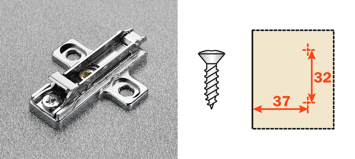 Salice 沙利士 A3 櫃門鉸底座 - 安裝尺寸 安裝位置