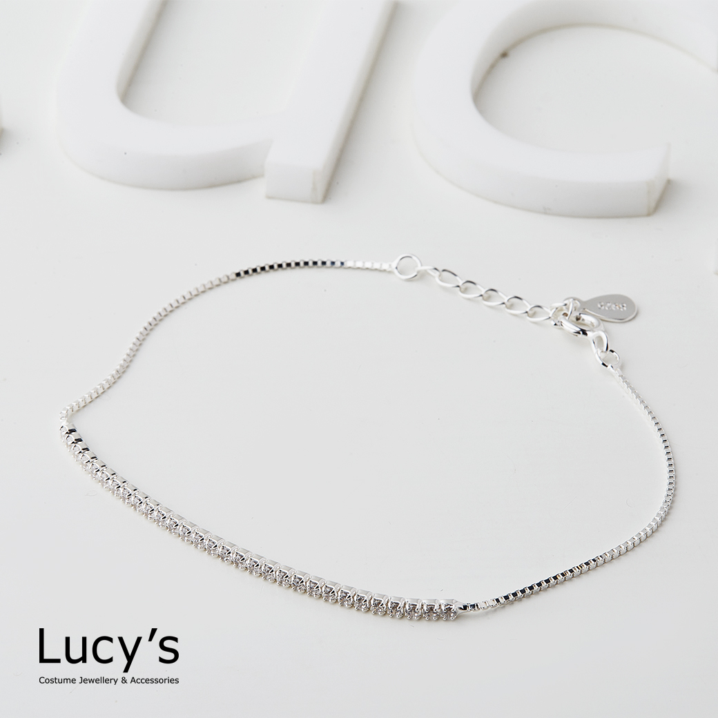 925純銀 細緻排鑽 手鍊 (119756)