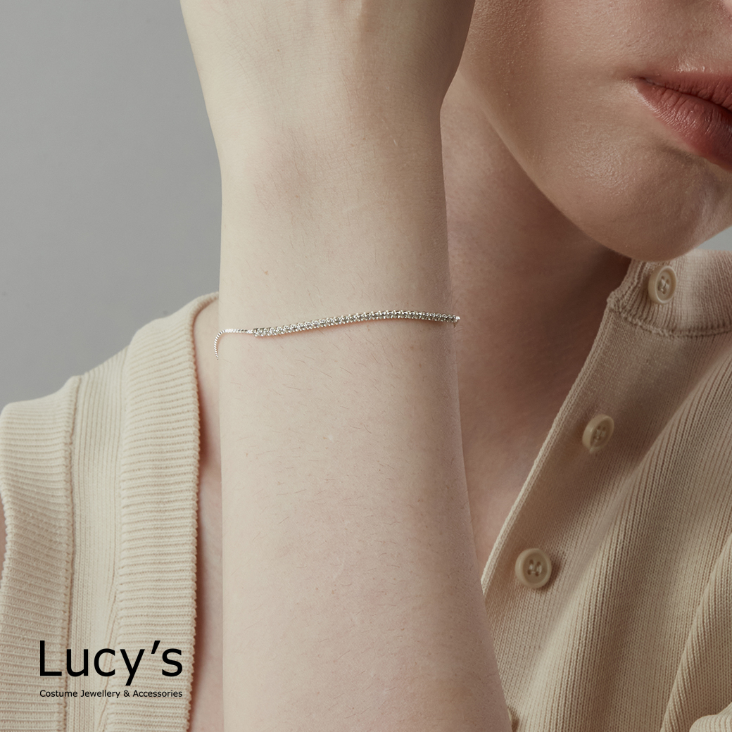 925純銀 細緻排鑽 手鍊 (119756)