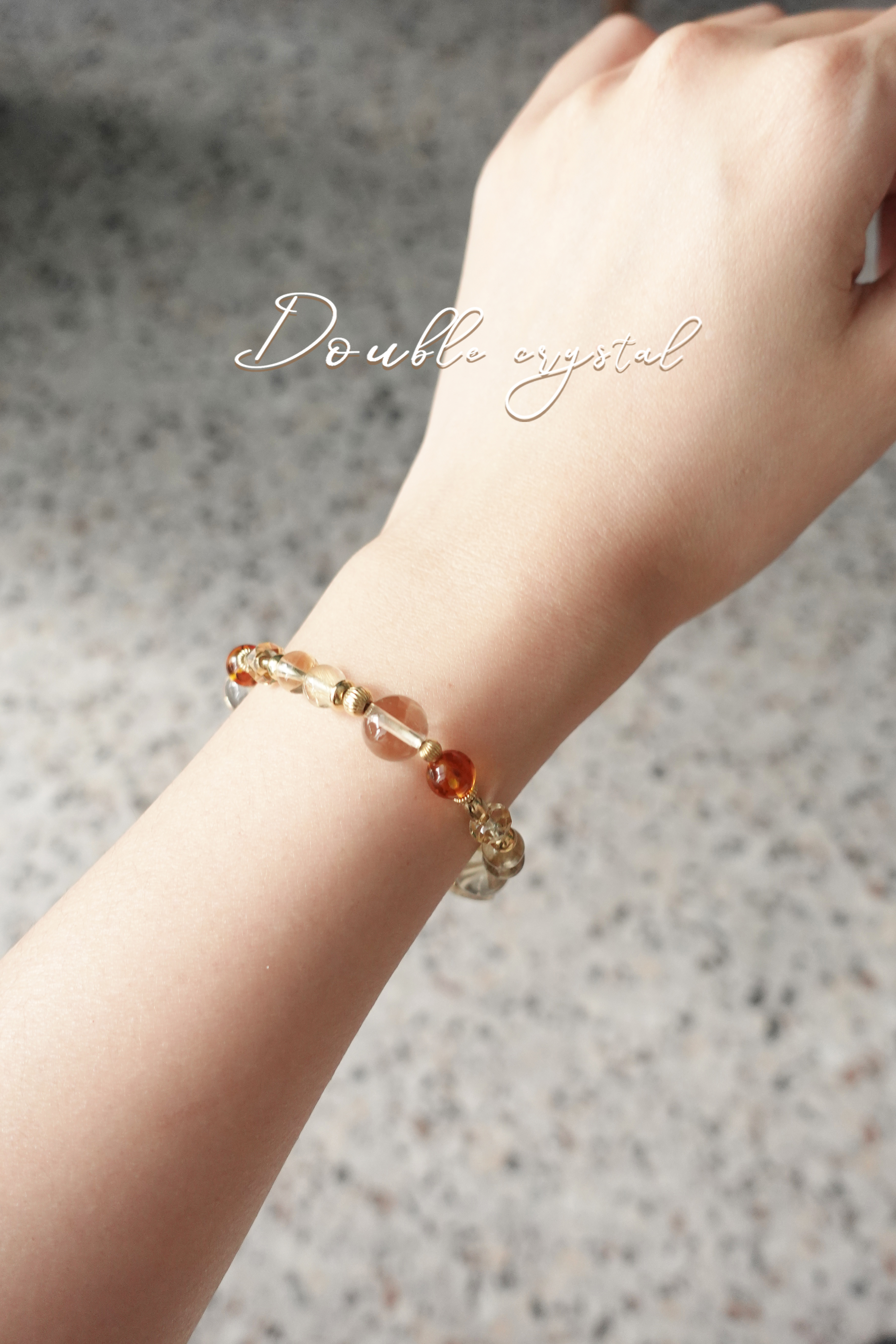 識花：冰彩黃水晶．花珀．金髮晶．黃水晶