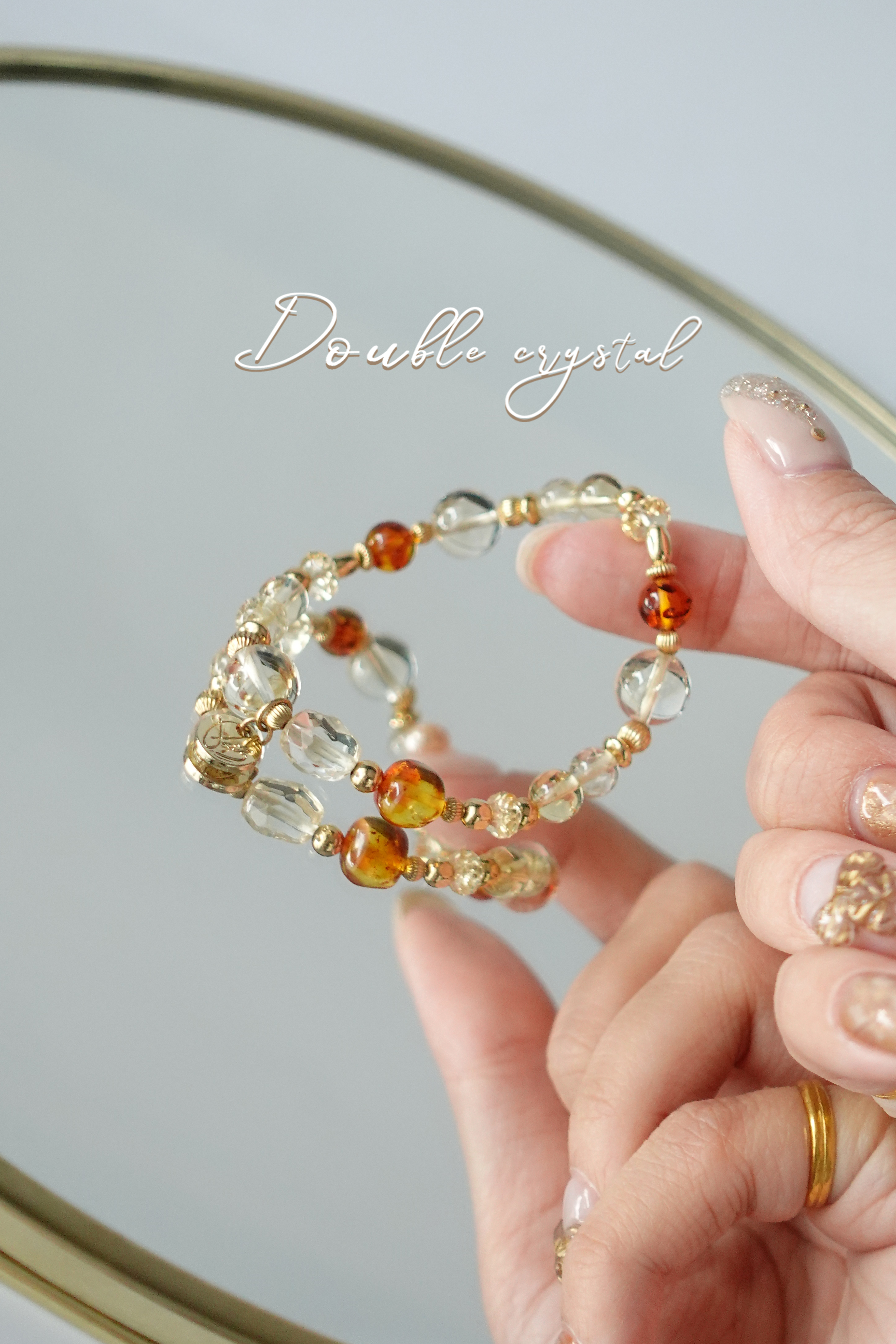 識花：冰彩黃水晶．花珀．金髮晶．黃水晶