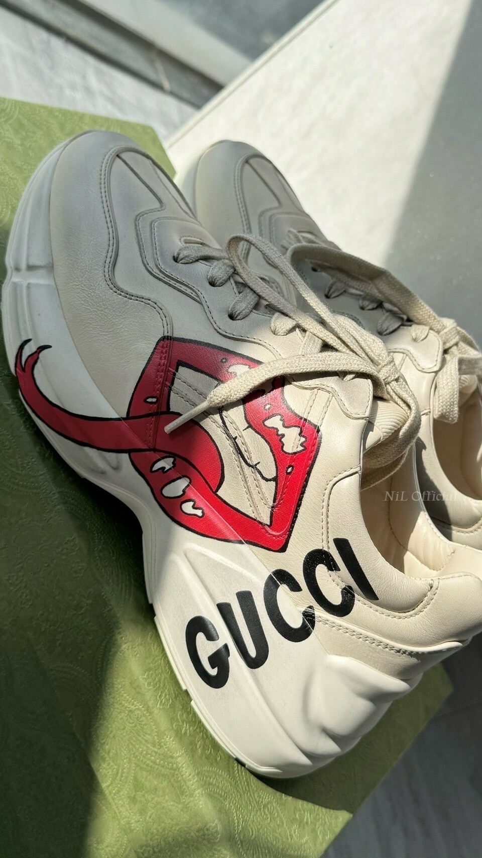 現貨折扣 GUCCI 經典款 紅唇做舊老爹鞋