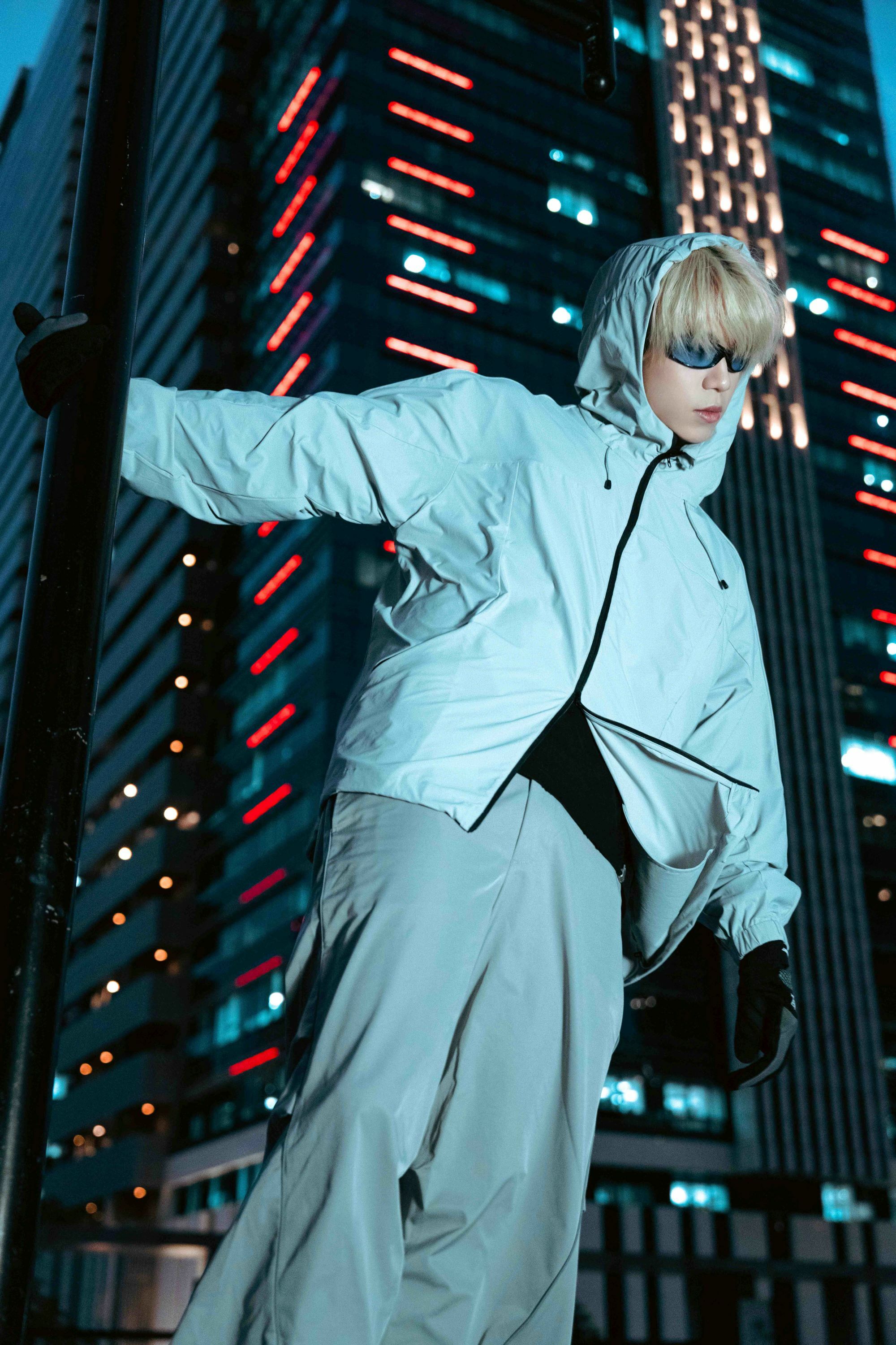 SIMON MADE OW-2314  城市旅人 機能 仿棉尼龍 剪接 連帽 外套