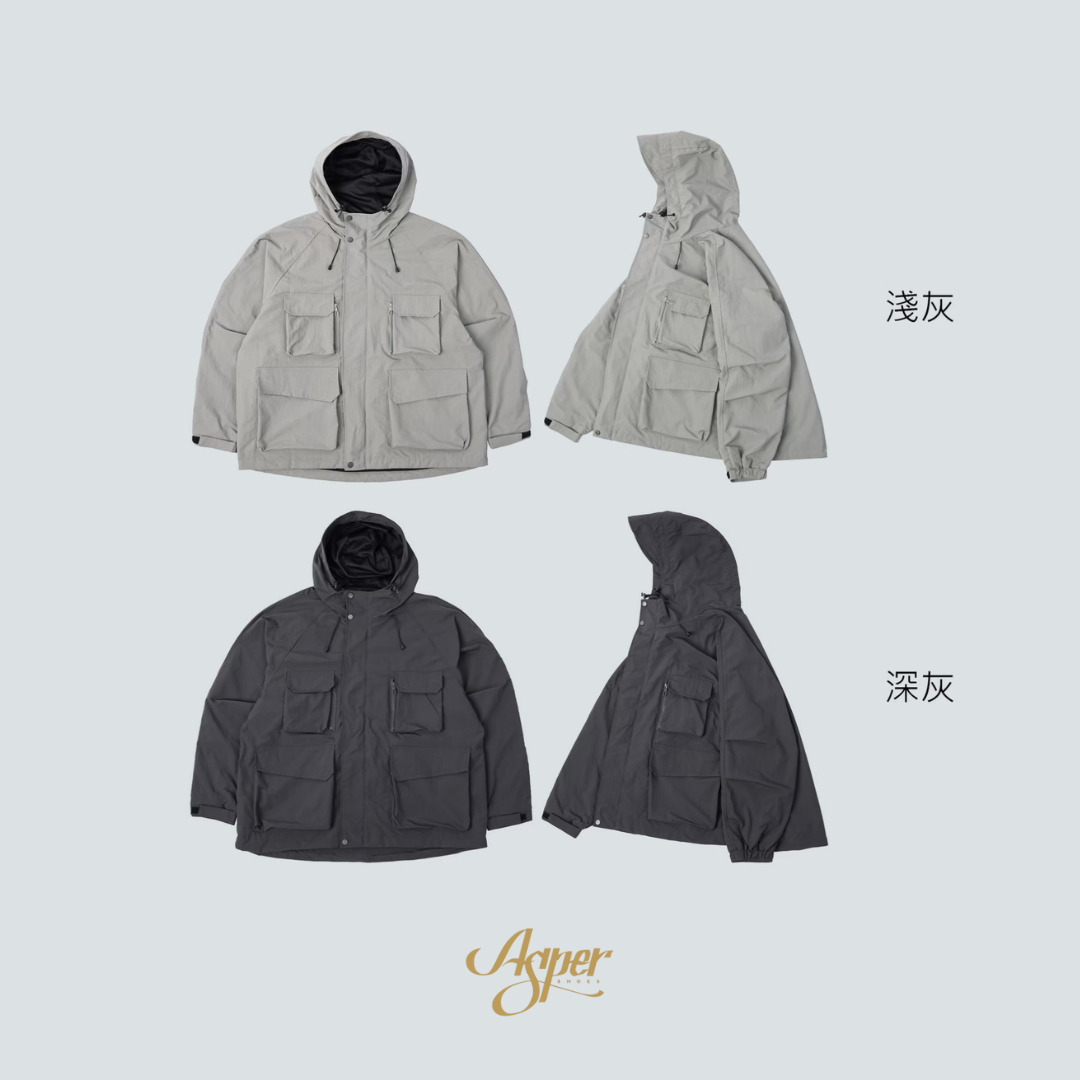 SBG 防潑水立體格紋寬鬆口袋連帽外套 SB1112