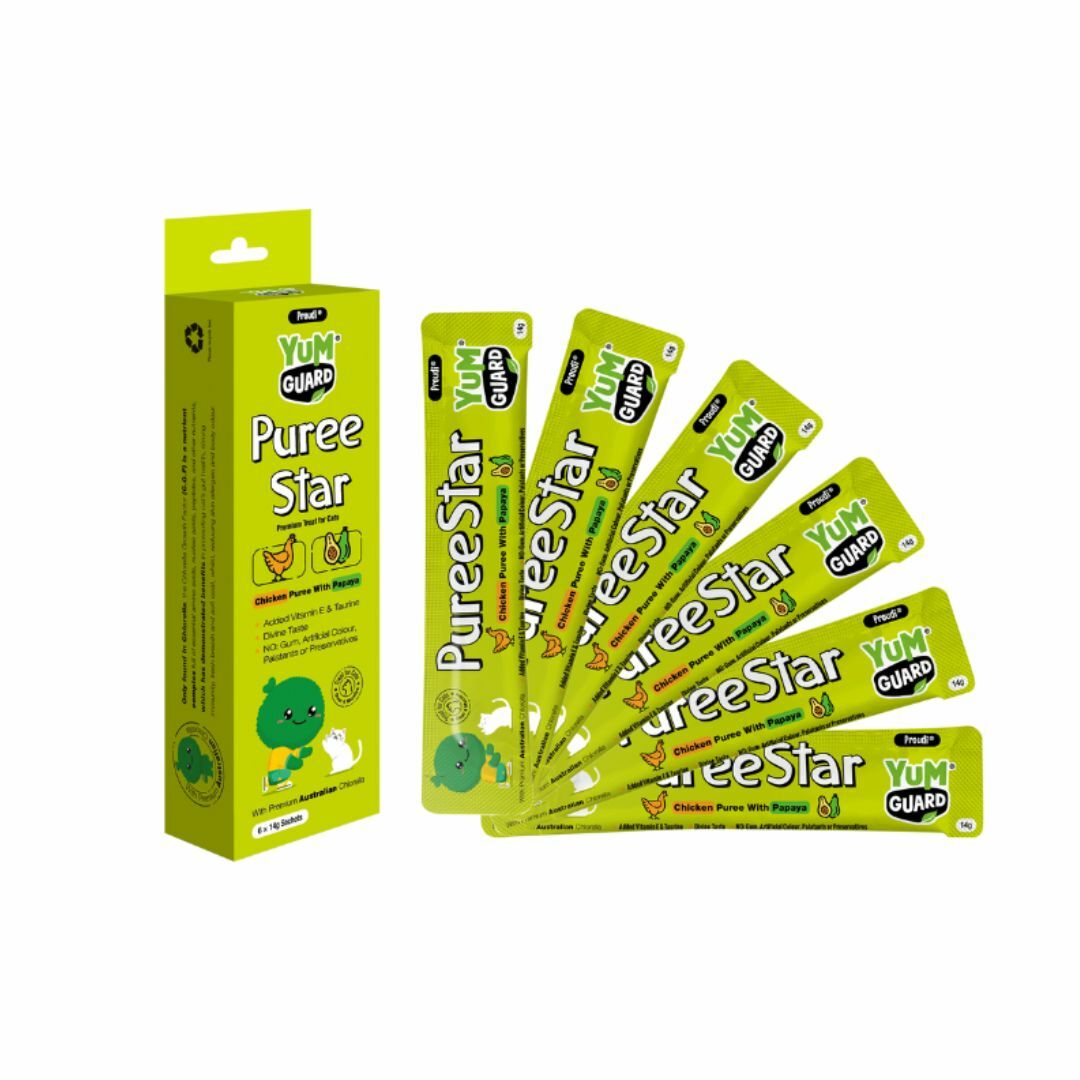 YumGuard 貓貓功能性－雞肉木瓜果泥條【輕鬆排毛】一盒6支 (Exp: Oct-2027)