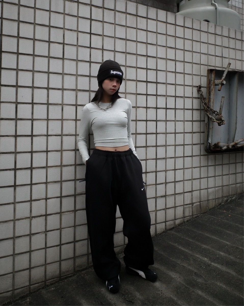 NIKE NSW 合身 薄款長袖  黑/灰