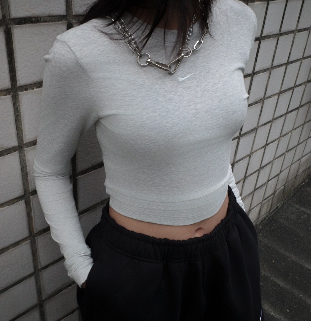 NIKE NSW 合身 薄款長袖  黑/灰