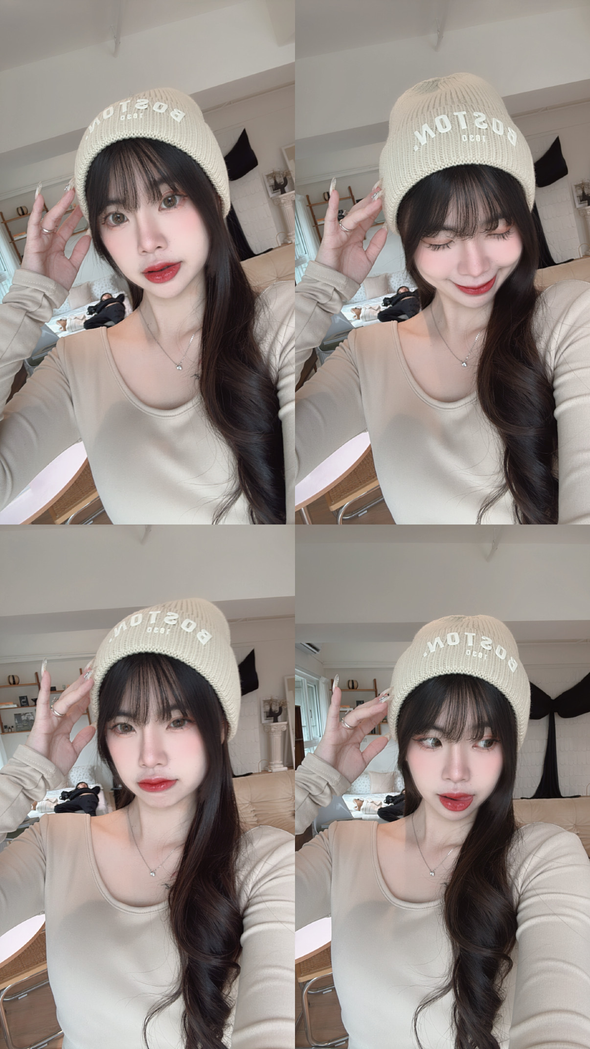 韓版🇰🇷顯臉小字母毛帽