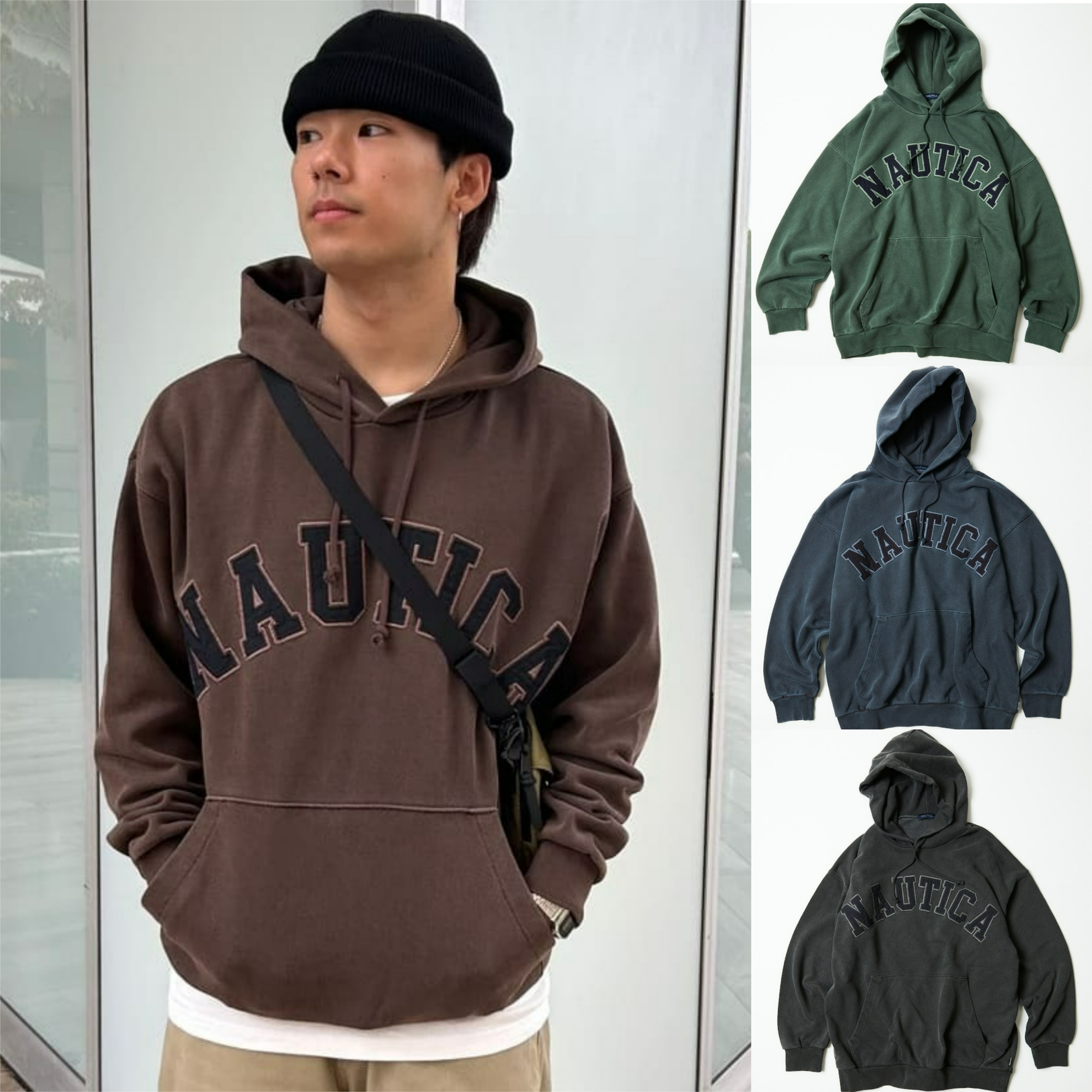 限時特價預購┃日線 NAUTICA Garments Pigment Dyed Arch Logo Sweat Hoodie 水洗 寬鬆 帽TEE