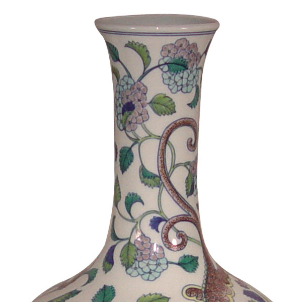 開運鬥彩瓷 - 彩繪天球花瓶「二龍戲花」仿乾隆精品