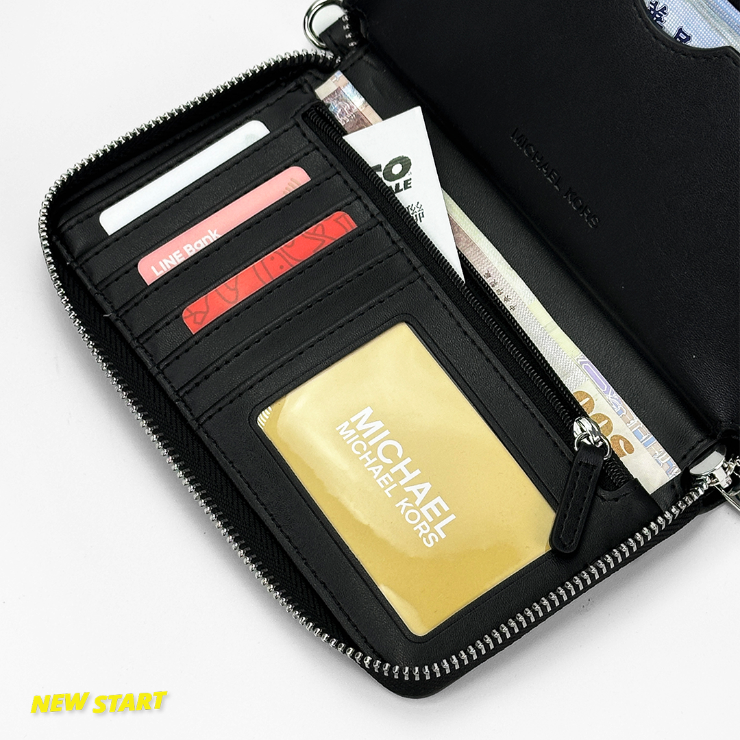 Michael Kors MK 布面 拉鍊中夾