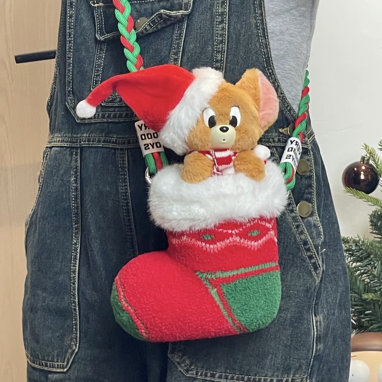 湯姆貓與傑利鼠 TOM&JERRY 傑利聖誕襪布偶 玩偶 公仔/預購