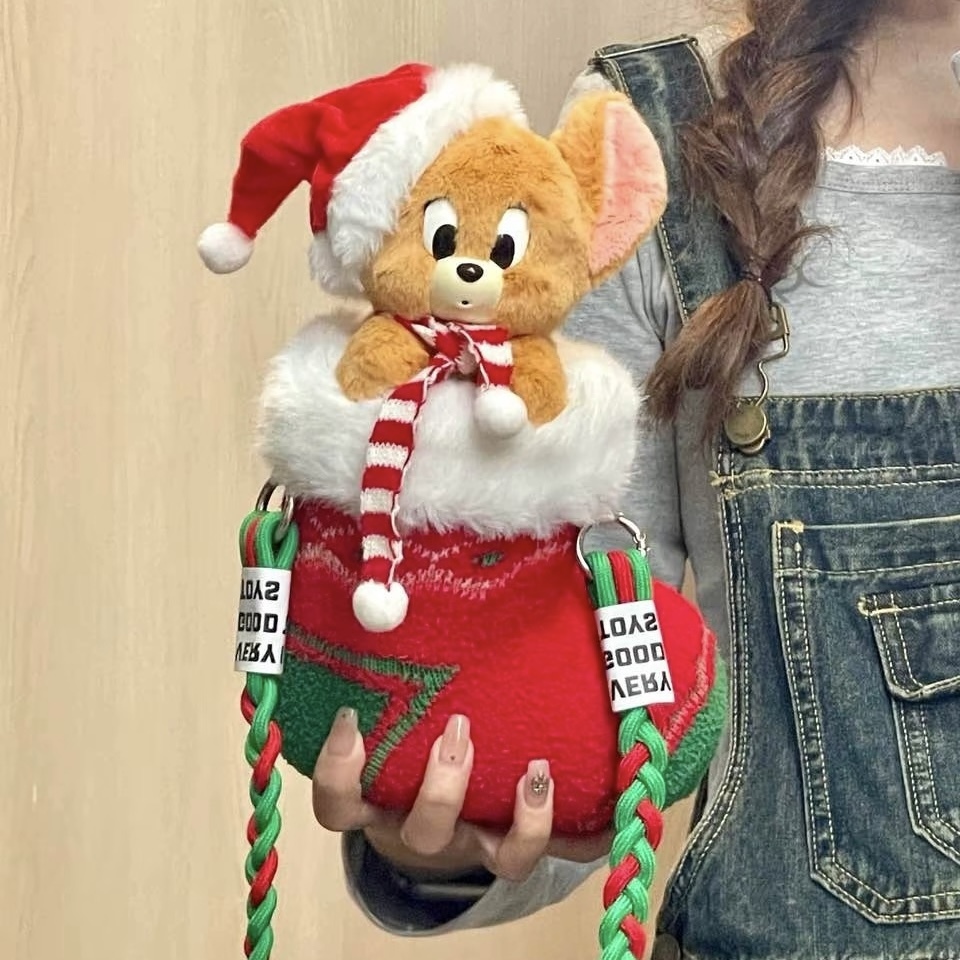 湯姆貓與傑利鼠 TOM&JERRY 傑利聖誕襪布偶 玩偶 公仔/預購