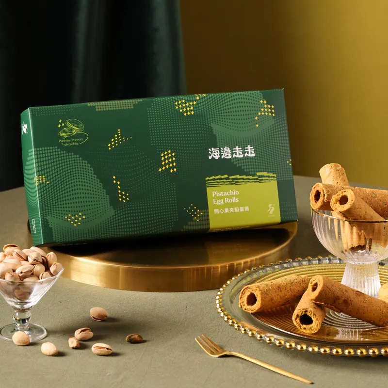 台灣海邊走走開心果夾餡蛋捲 一盒9支入