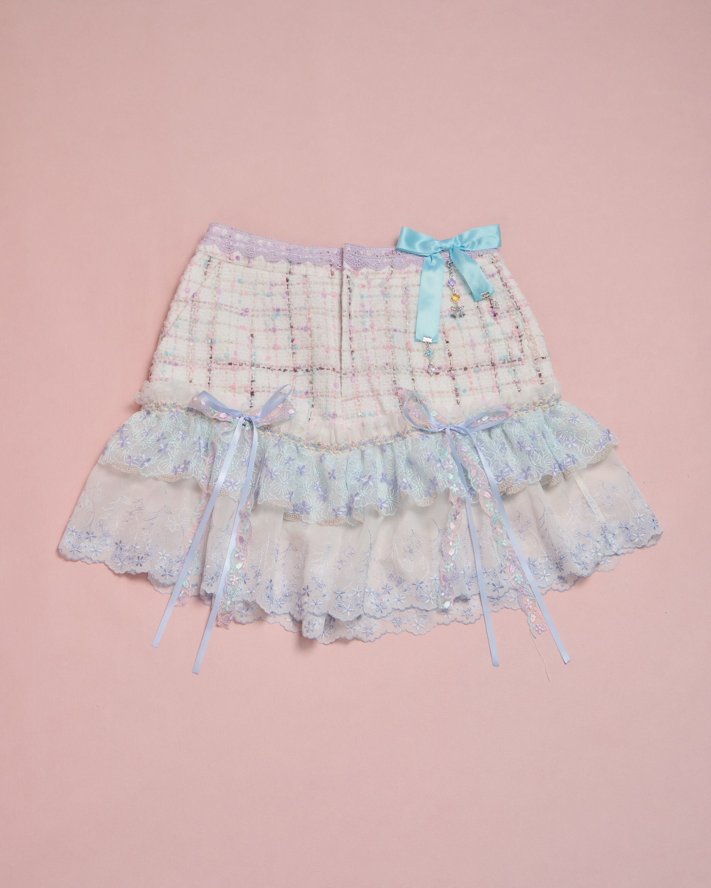 11620 CZ Embroidered Tweed Lace Skirt