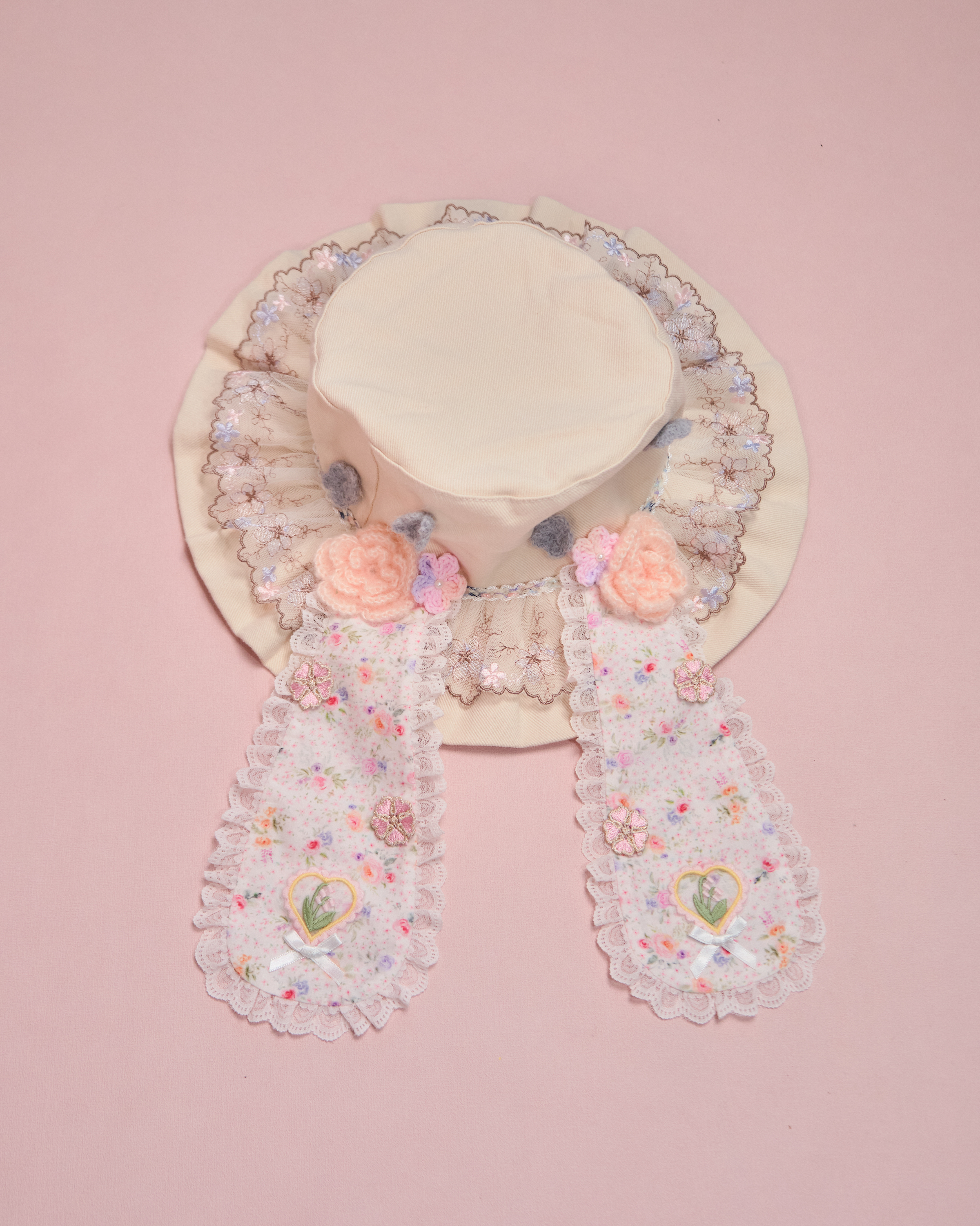 11599 Handmade Patchwork Rabbit Ears Denim Bucket Hat