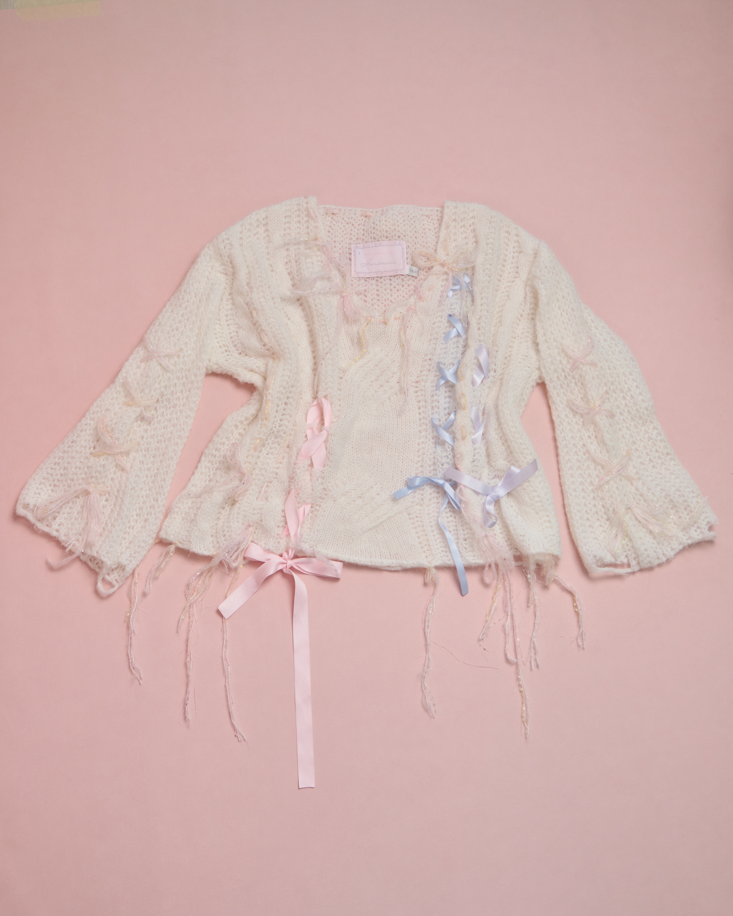 11613 Laced-up Design Ribbon Sweater