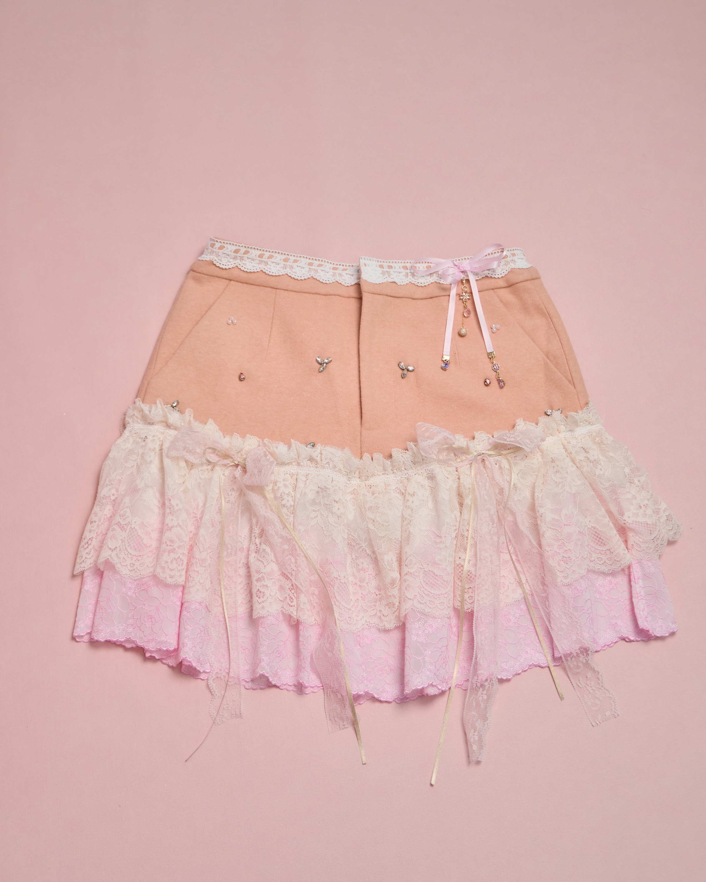 11619 CZ Embroidered Tweed Lace Skirt