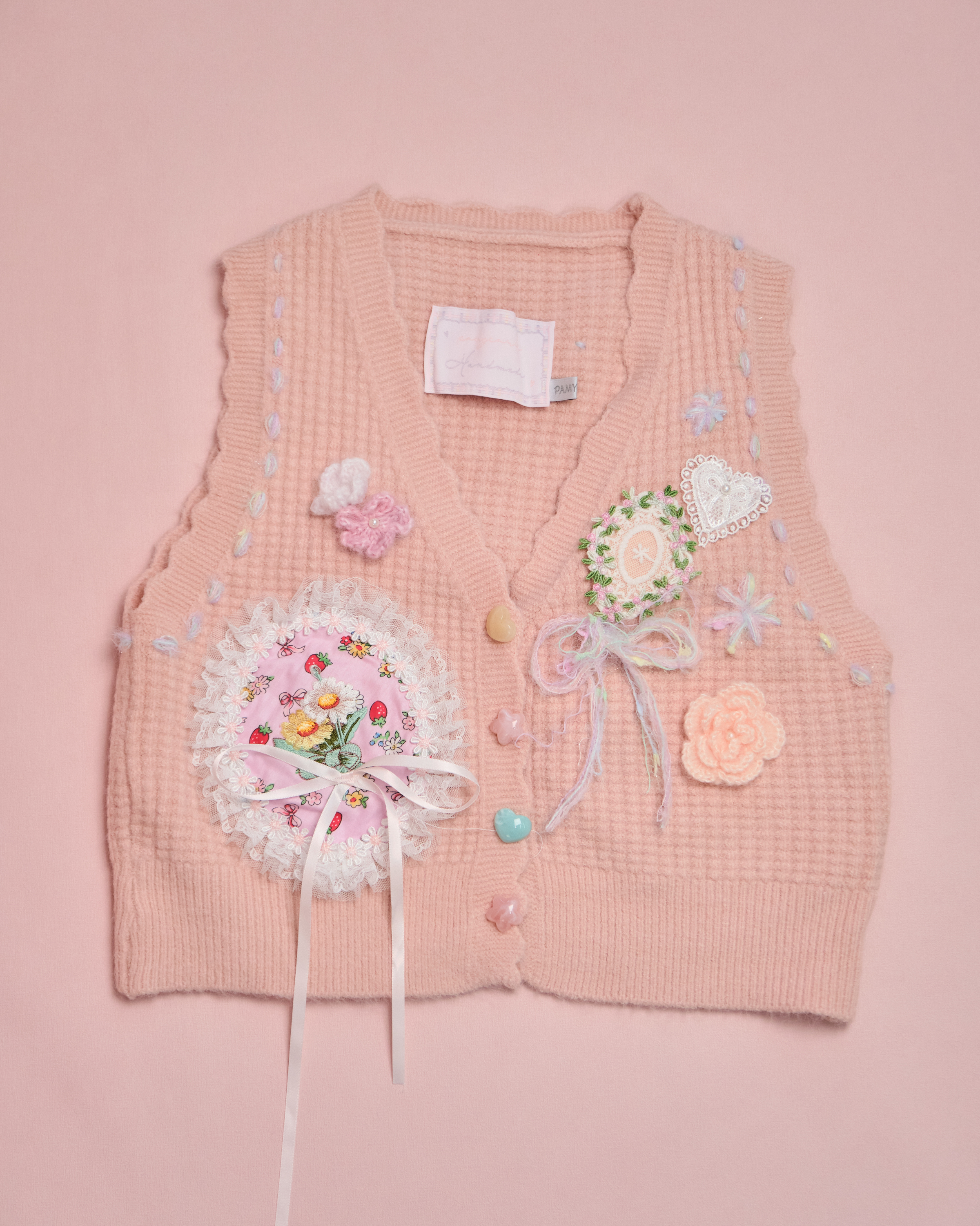 11632 Embroidered Patchwork Open Chest Vest