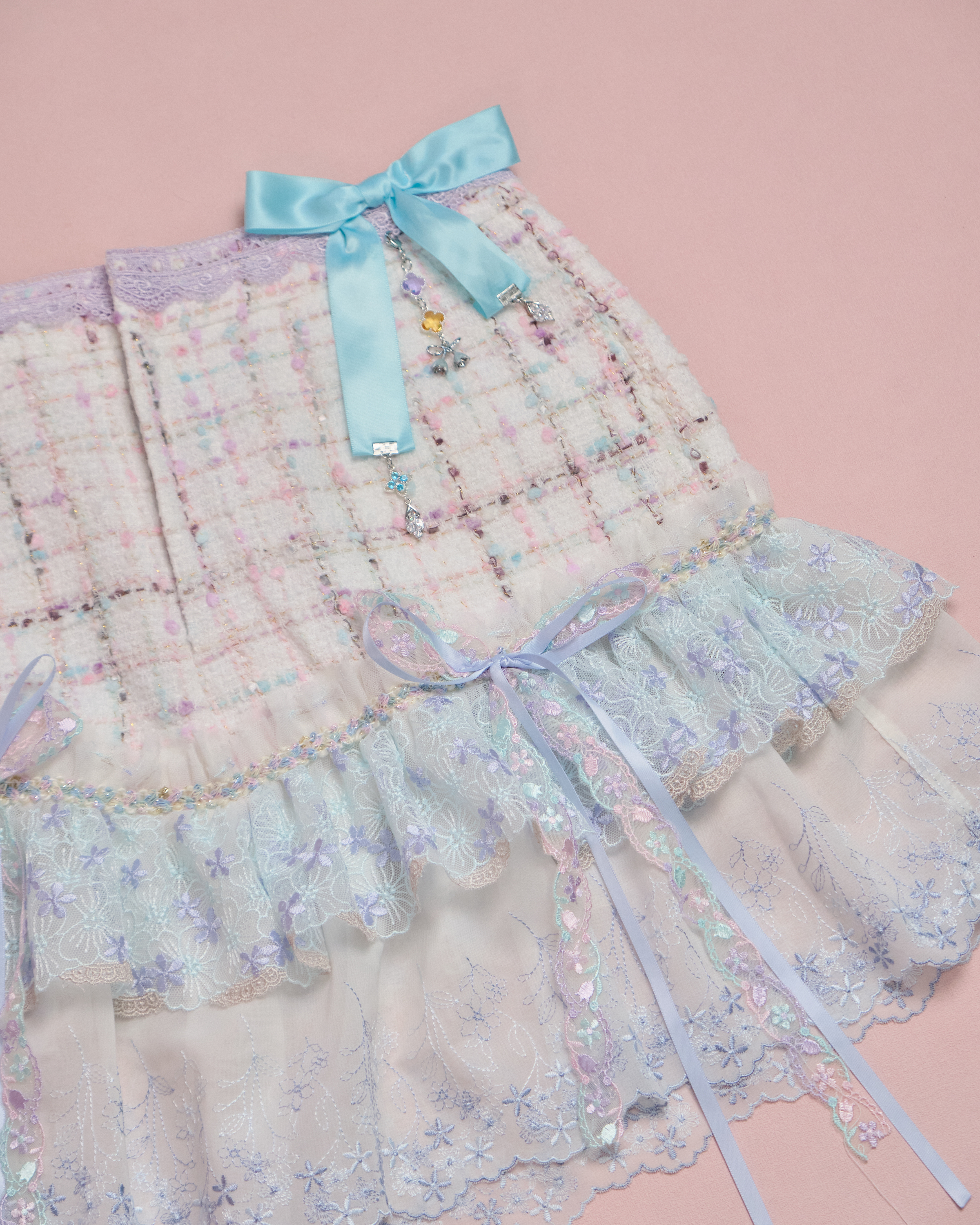 11620 CZ Embroidered Tweed Lace Skirt