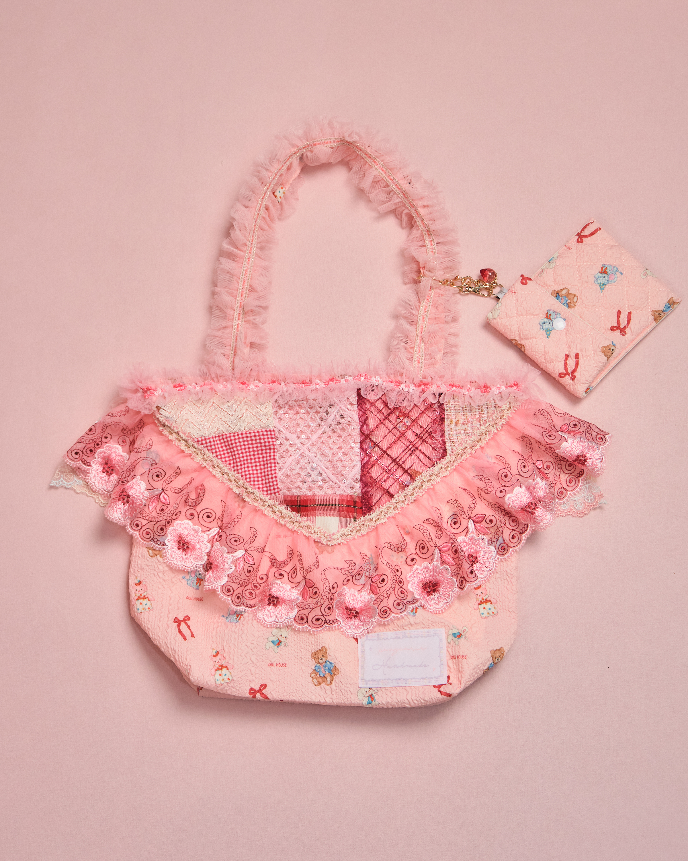 11608 田園風蕾絲側背包連可拆迷你小袋子套裝