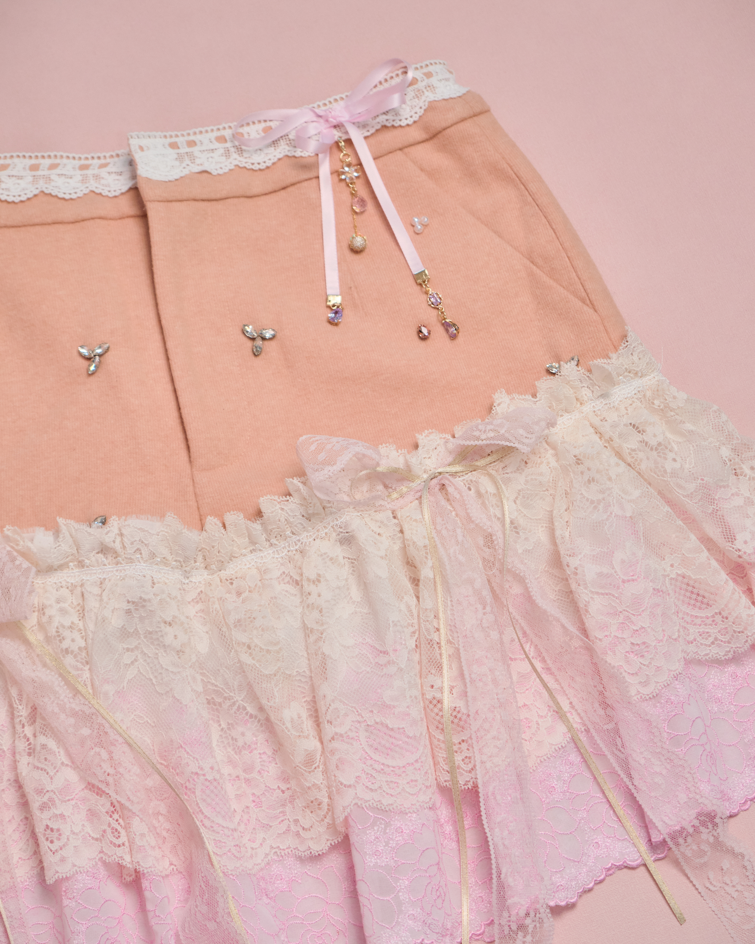 11619 CZ Embroidered Tweed Lace Skirt