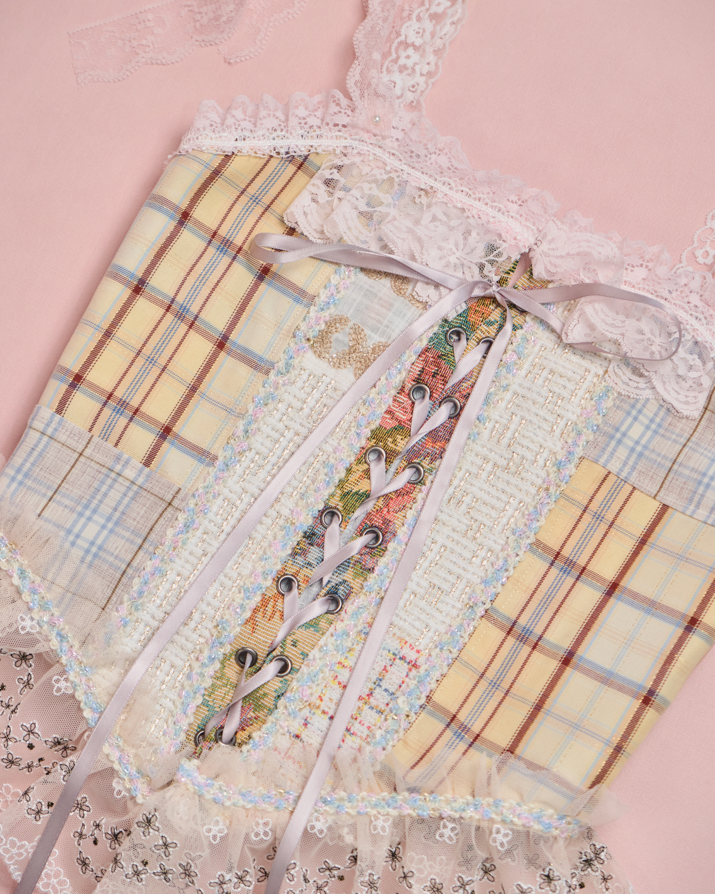 11626 Layered Lace Patchwork Corset 