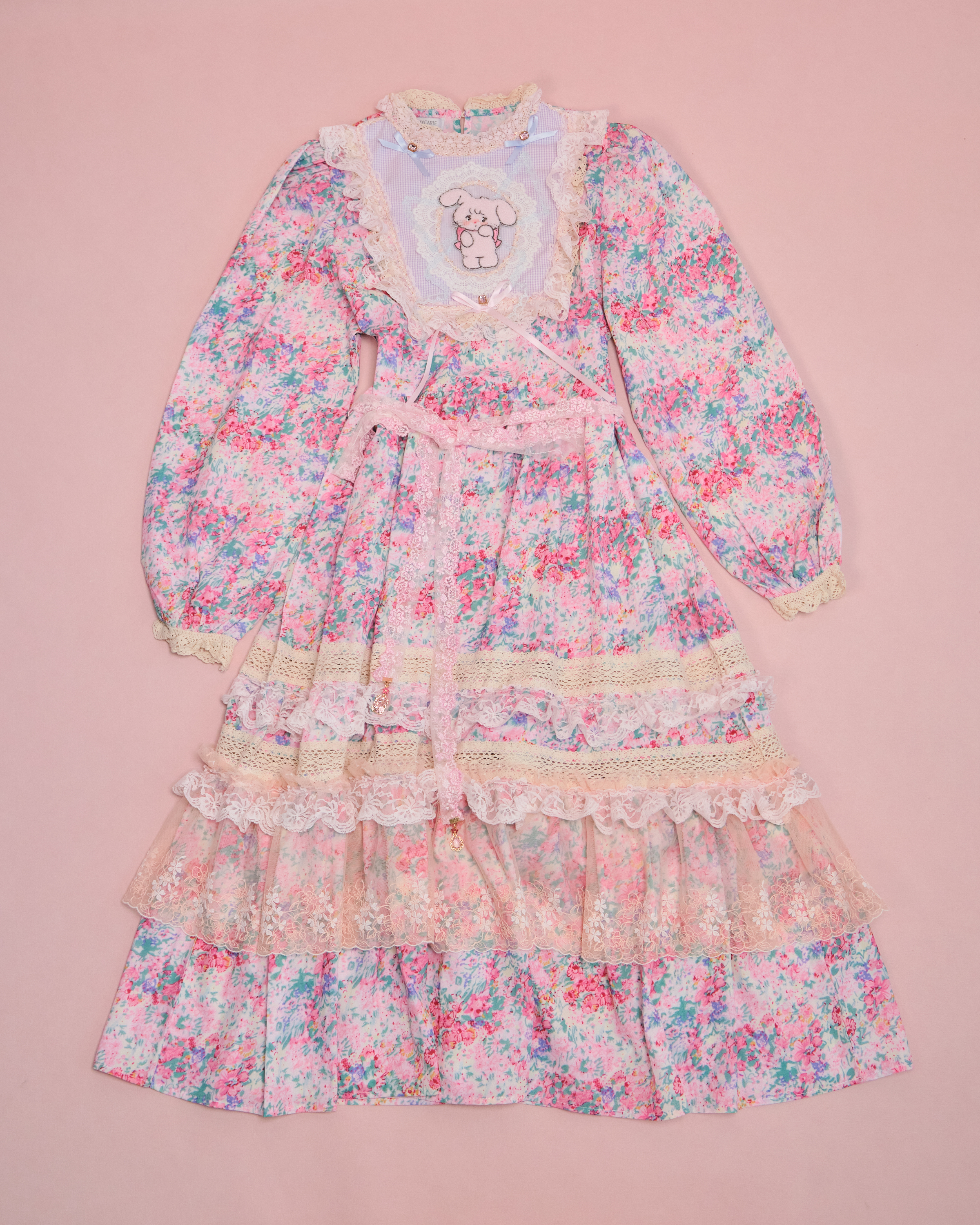 11654 刺繡小兔雪紡連衣裙