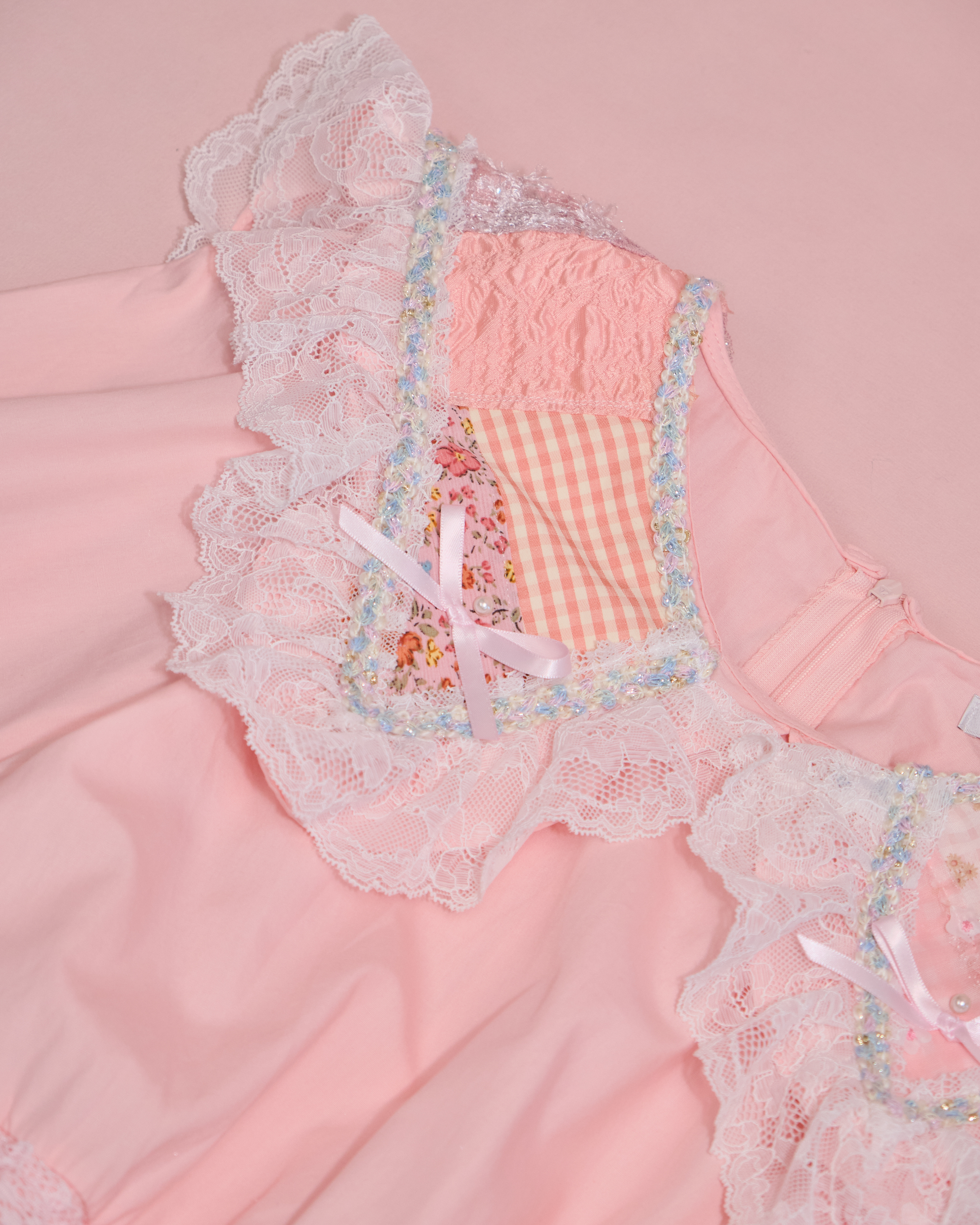 11652 刺繡拼布領口娃娃連衣裙