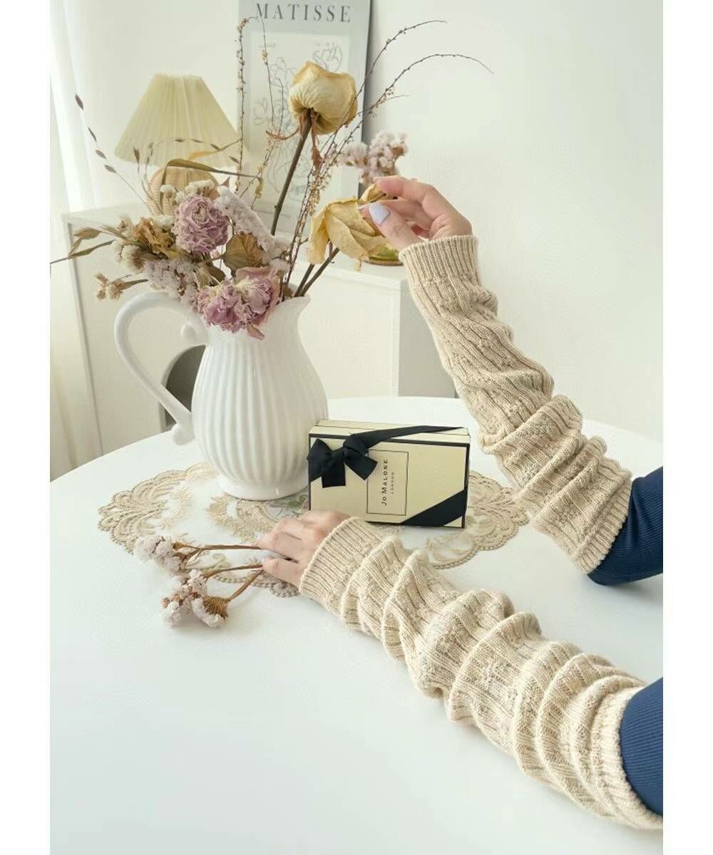 CT3344 💜麻花紋羊毛襪套／袖套  Wool羊毛31%