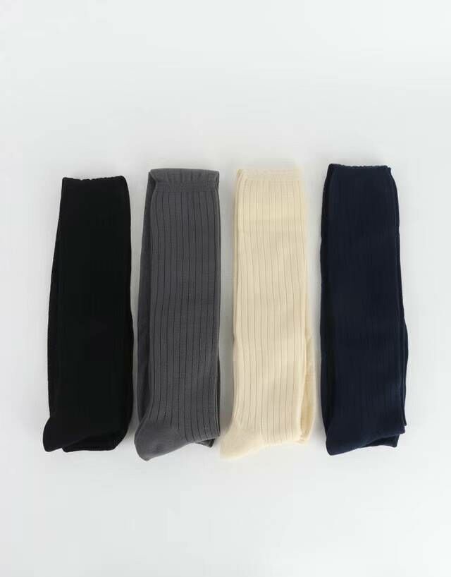 CT3347 💜爆款拼接膝上襪 網紗＋條紋棉質 可堆堆