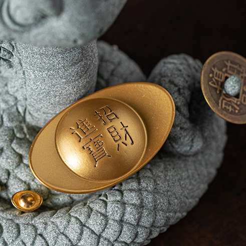 【國潮】青砂石-靈蛇獻瑞/眼鏡大王金元寶、醒獅拜年蛇