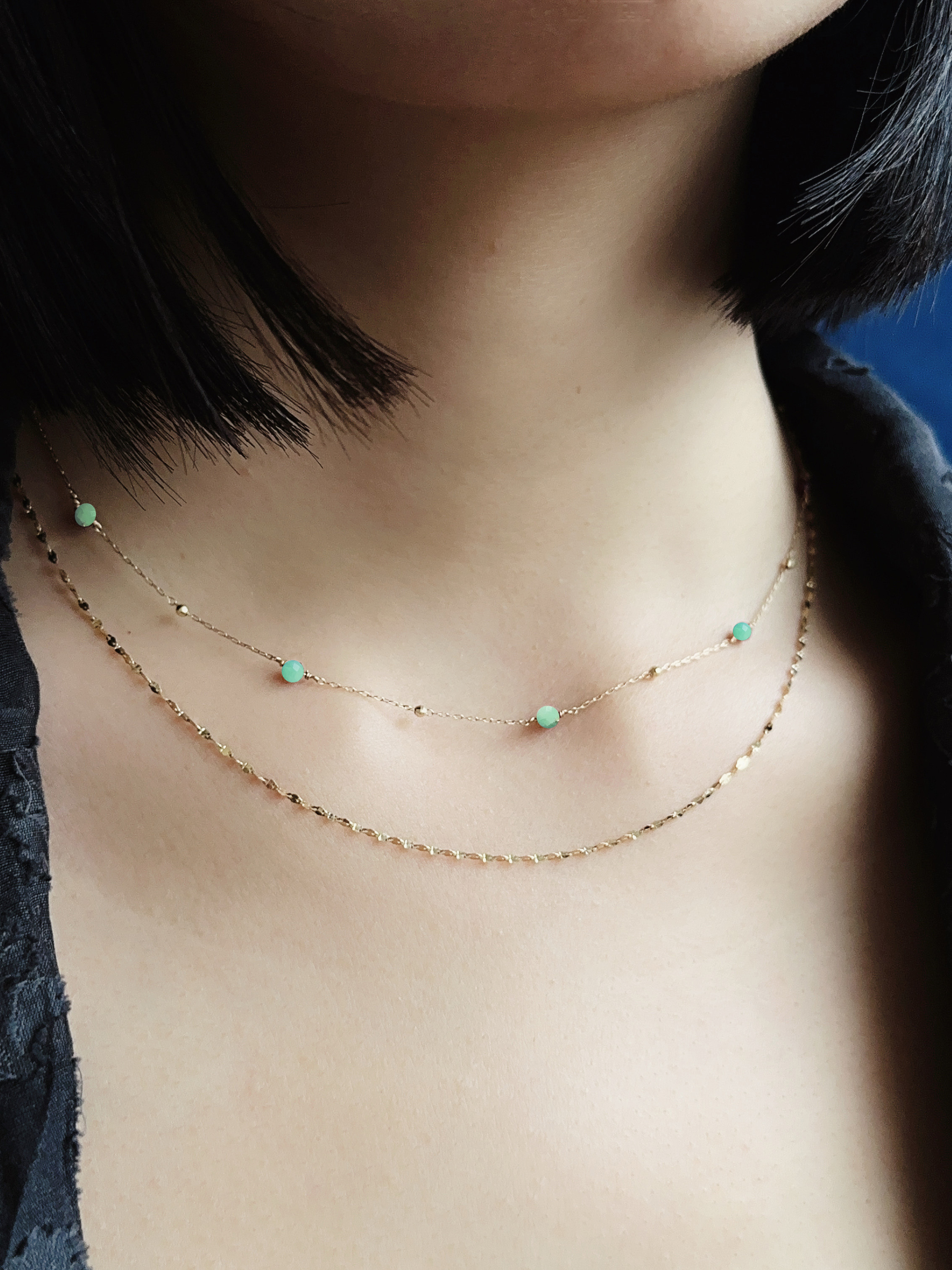 穗花雙鍊項鍊｜祖母綠