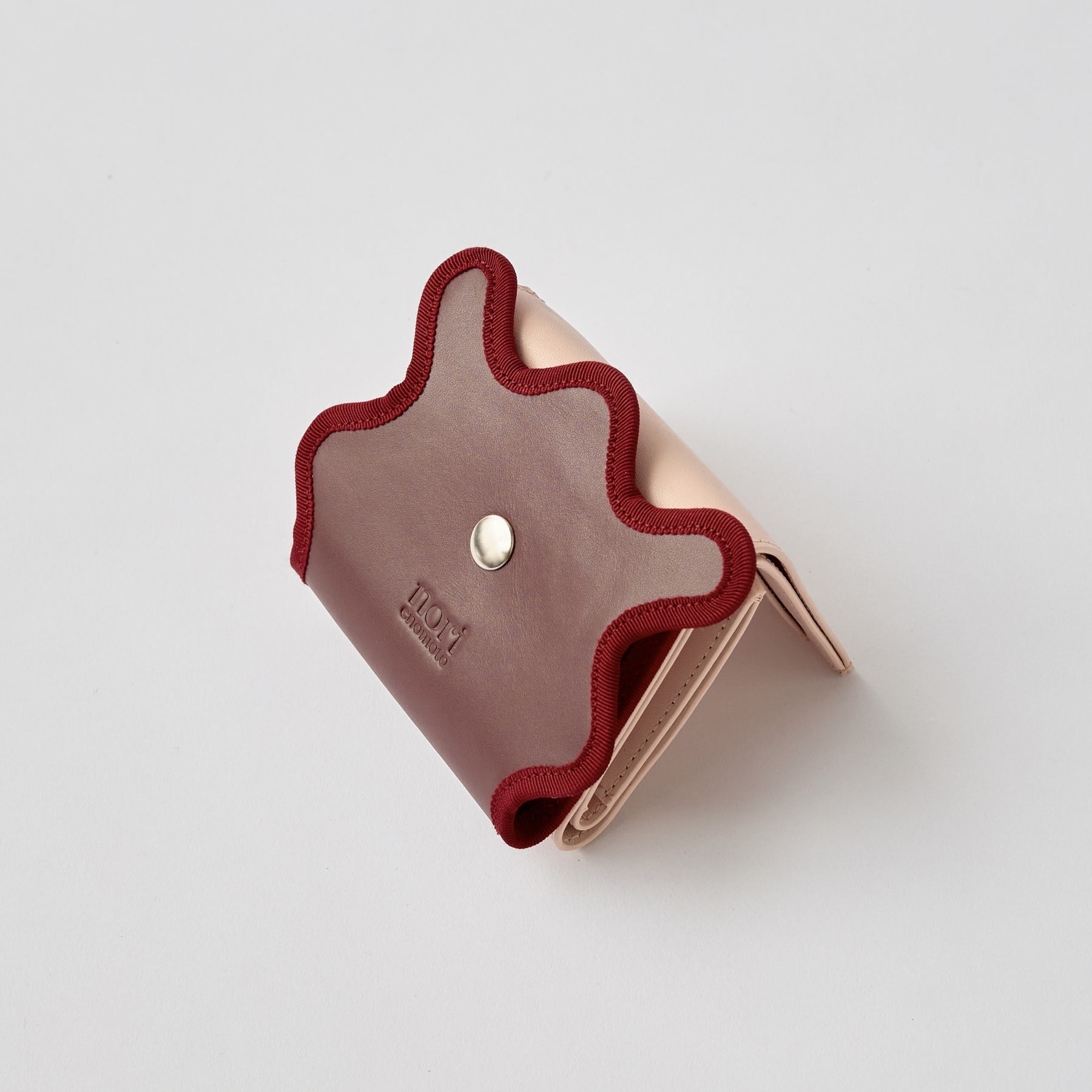 Nori 波浪三折短夾 紅粉撞色